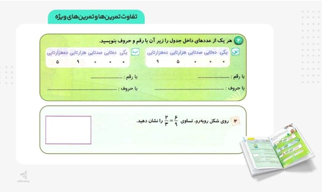 نصویر میانی کار ریاضی 4 دبستان خیلی سبز