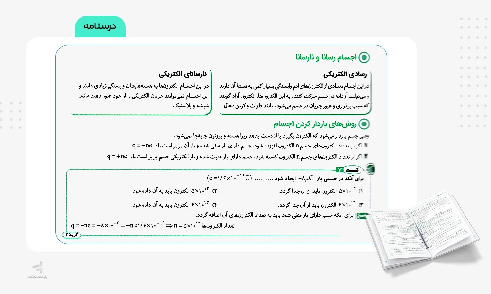 بخش درسنامه فیزیک یازدهم رشته ریاضی تست الگو