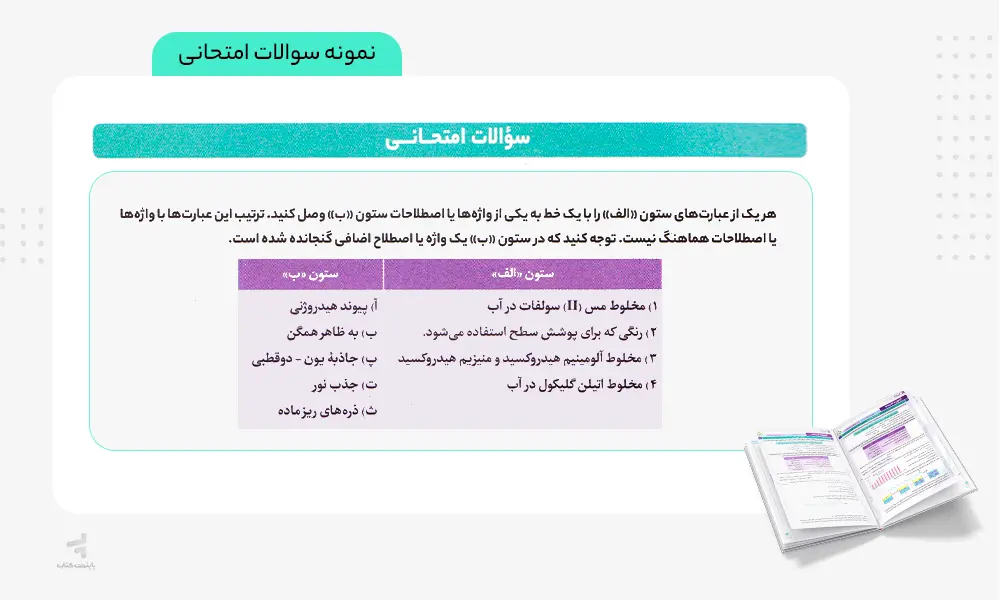 نمونه سوالات امتحان نهایی کتاب فرمول بیست شیمی دوازدهم 
