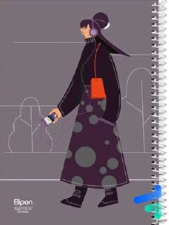 دفتر 100 برگ تک خط فانتزی کد 2391271 الیپون