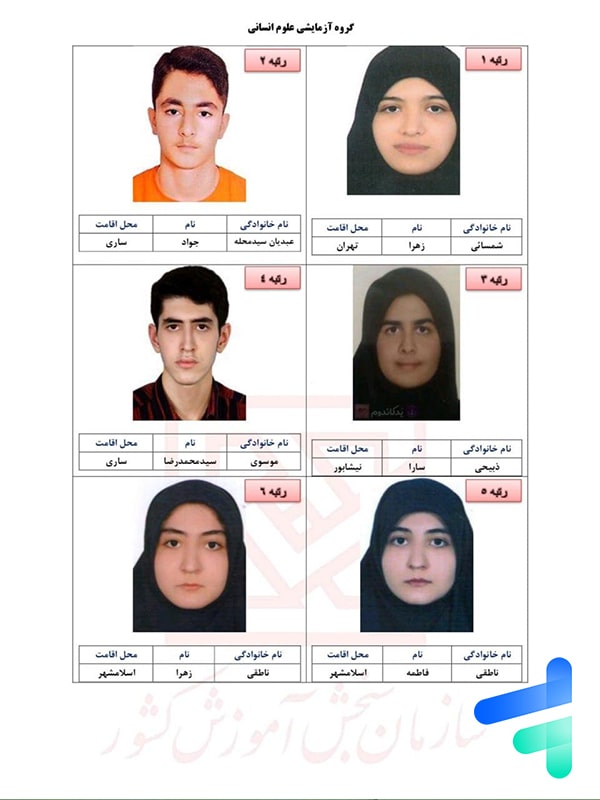 نفرات برتر کنکور انسانی 1404