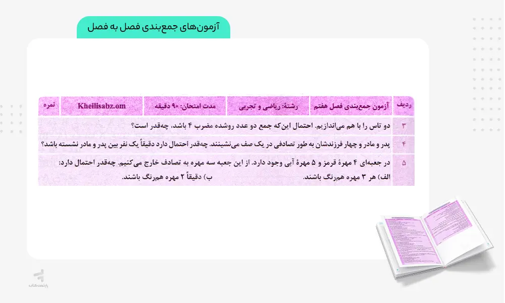 آزمون های جمع بندی فصل به فصل کتاب ماجرای بیست ریاضی دهم
