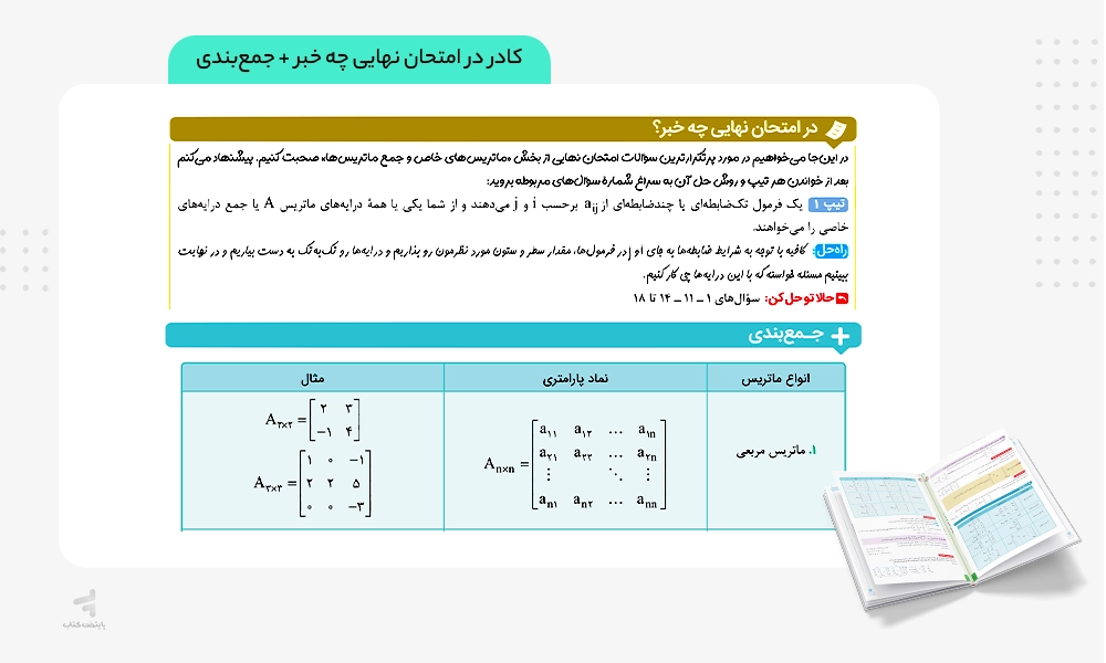 کادرهای آموزشی در کتاب ماجرای بیست هندسه دوازدهم