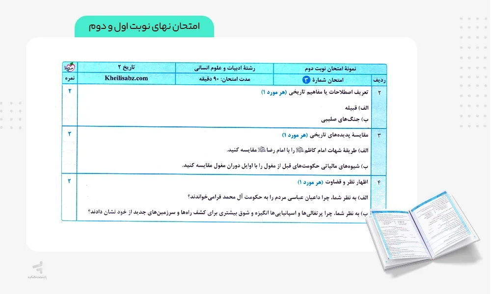 آزمون های نهایی ماجرای بیست تاریخ یازدهم انسانی