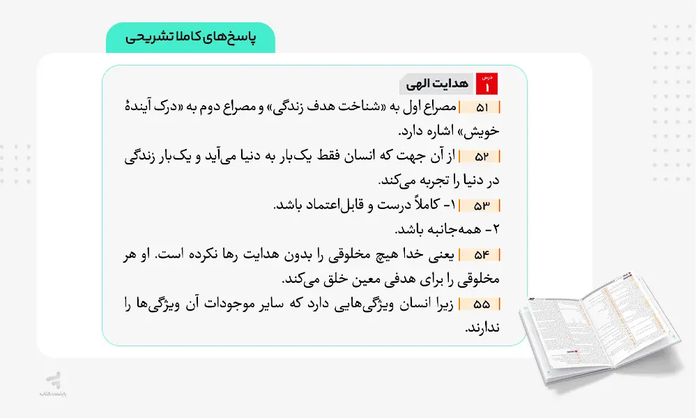پاسخنامه تشریحی کتاب فرمول بیست دینی یازدهم انسانی