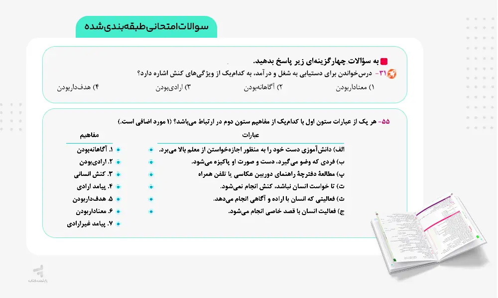 سوالات امتحانی طبقه بندی شده کتاب ماجرای بیست هویت اجتماعی