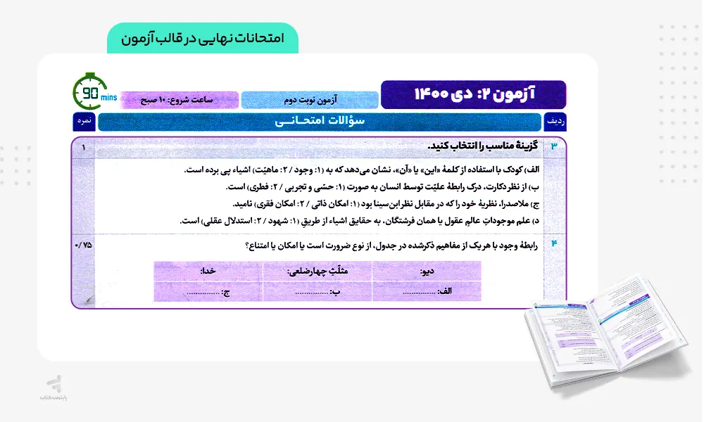 امتحانات نهایی کتاب فرمول بیست فلسفه دوازدهم