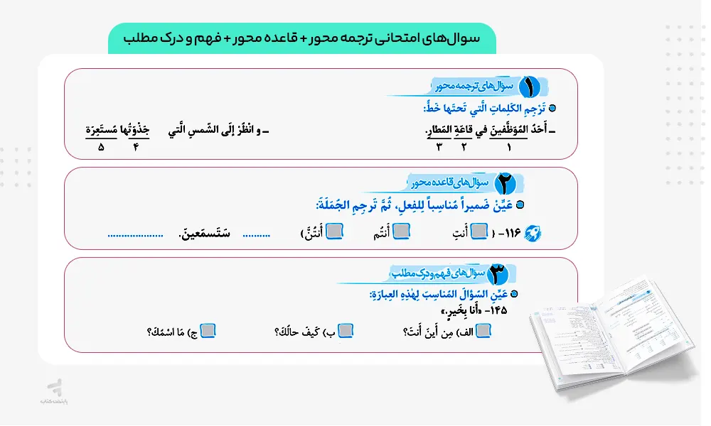 سوال های امتحانی کتاب ماجرای بیست عربی دهم