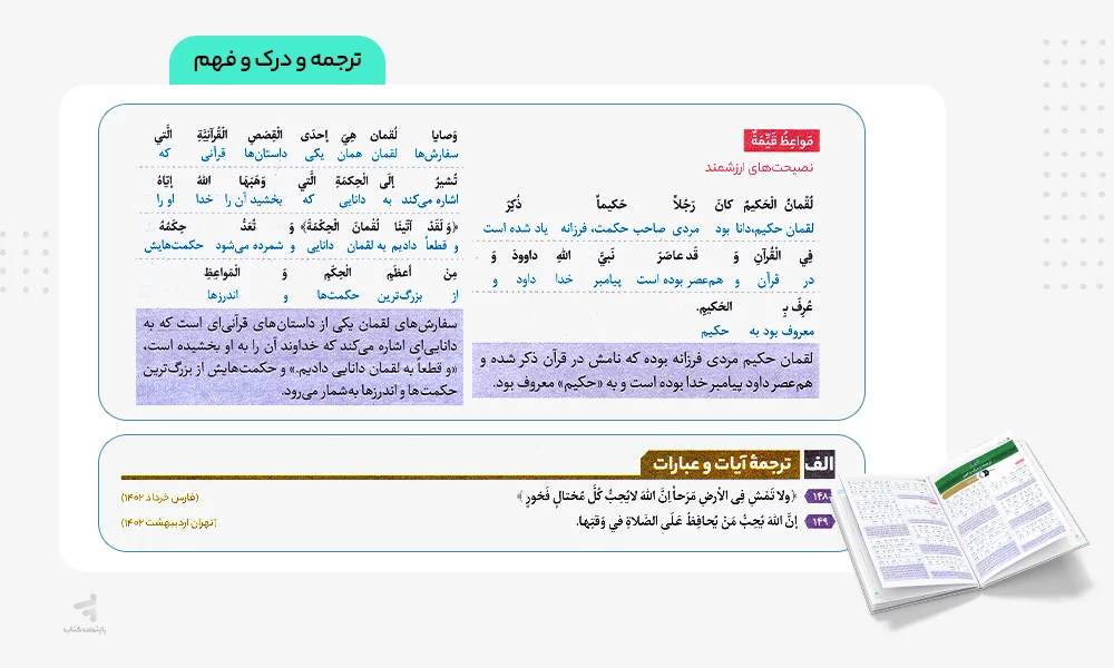بخش ترجمه و درک و فهم فرمول بیست عربی یازدهم انسانی