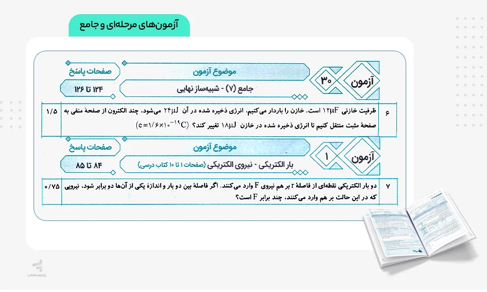 آزمونهای مرحلهای و جامع موج 20 فیزیک یازدهم تجربی