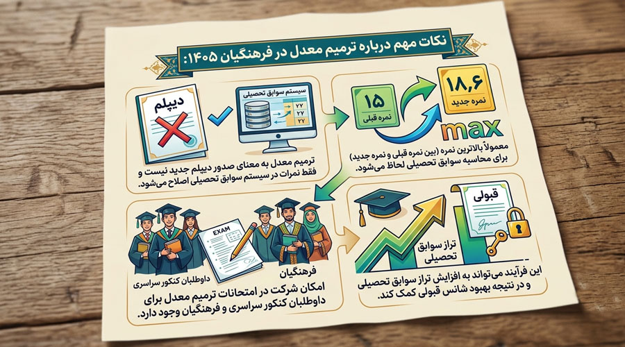 ترمیم معدل برای افزایش شانس قبولی دانشگاه فرهنگیان